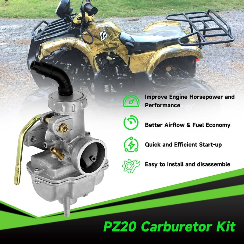XIKOBY PZ20 Carburetor Ignition Coil Starter Motor Relay Voltage Regulator CDI Box Kit Compatible with Tao tao Coolster 125cc 110cc Kazuma Baja 50cc Chinese ATV Quad 4 Wheeler Go Kart Dirt Bike Parts - Image 2